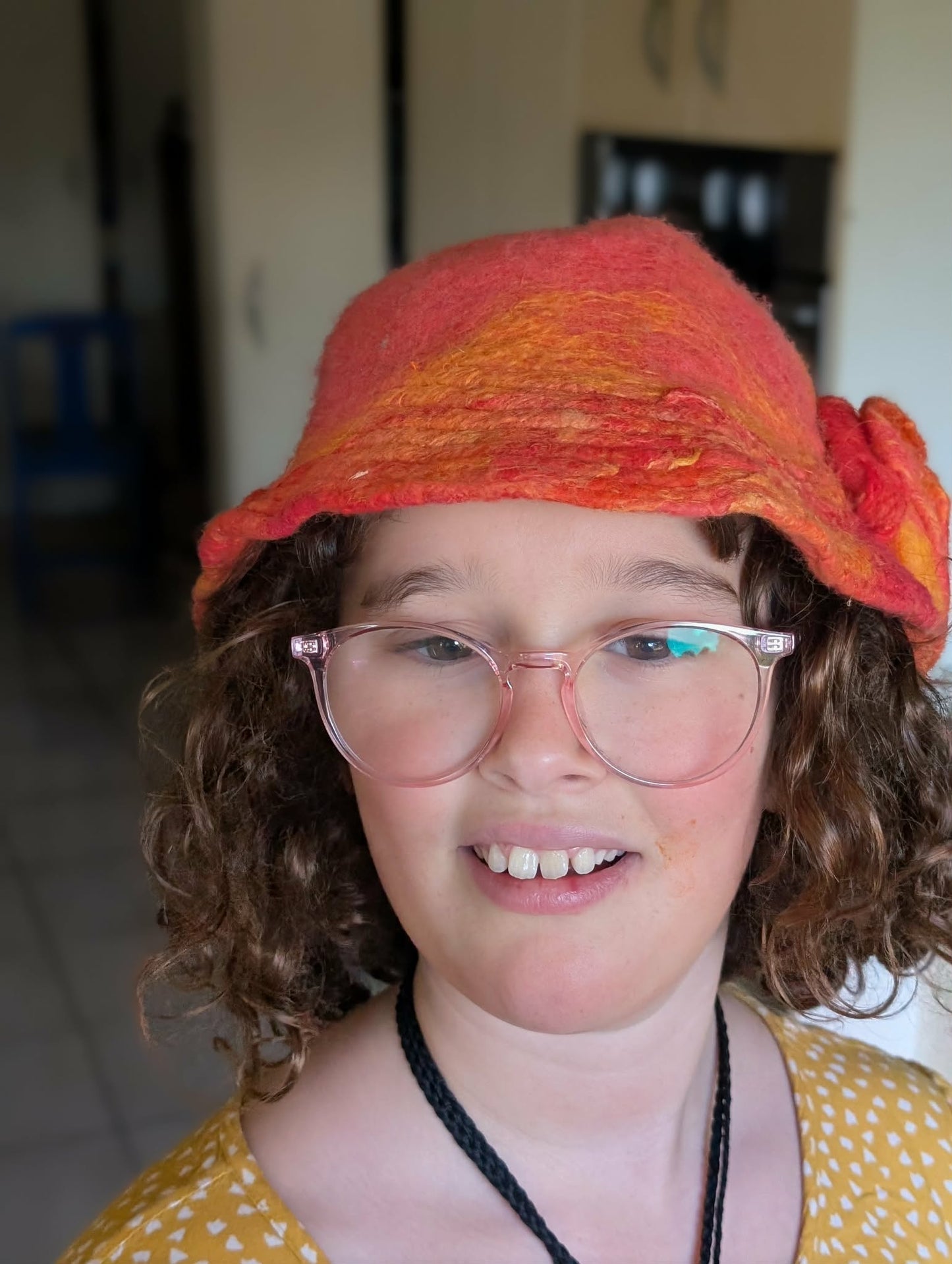 Hand Felted Wool Hat with Rose Detail $120