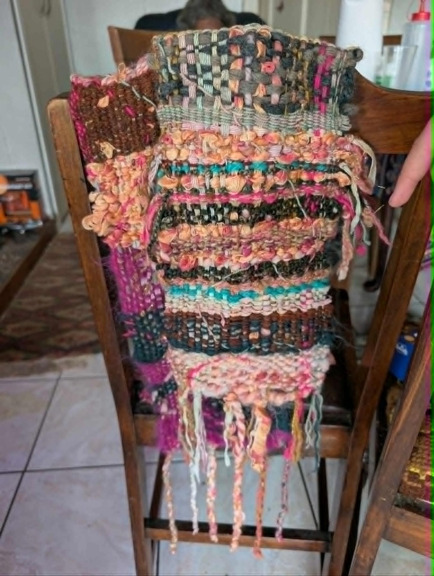 Hand Woven Mixed Fibre Scarf $50
