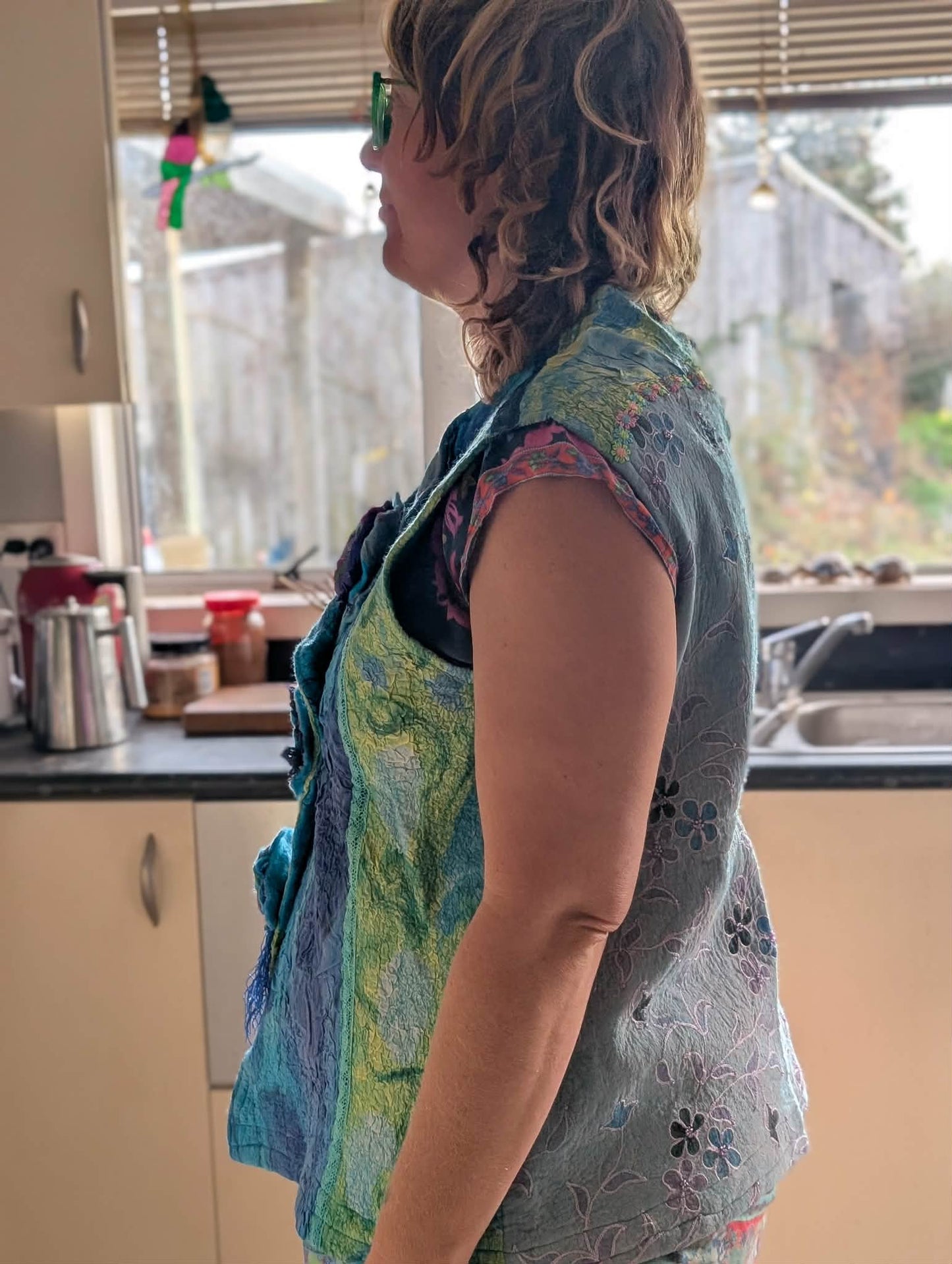 Merina Silk Ribbon & Lace Felted Vest - Wearable Art $300 adjustable size 12-16