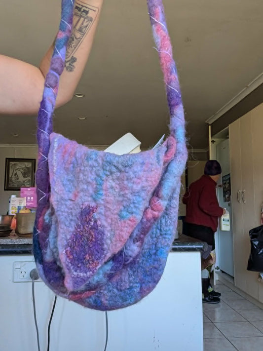 Purple Felt Shoulder Bag $40