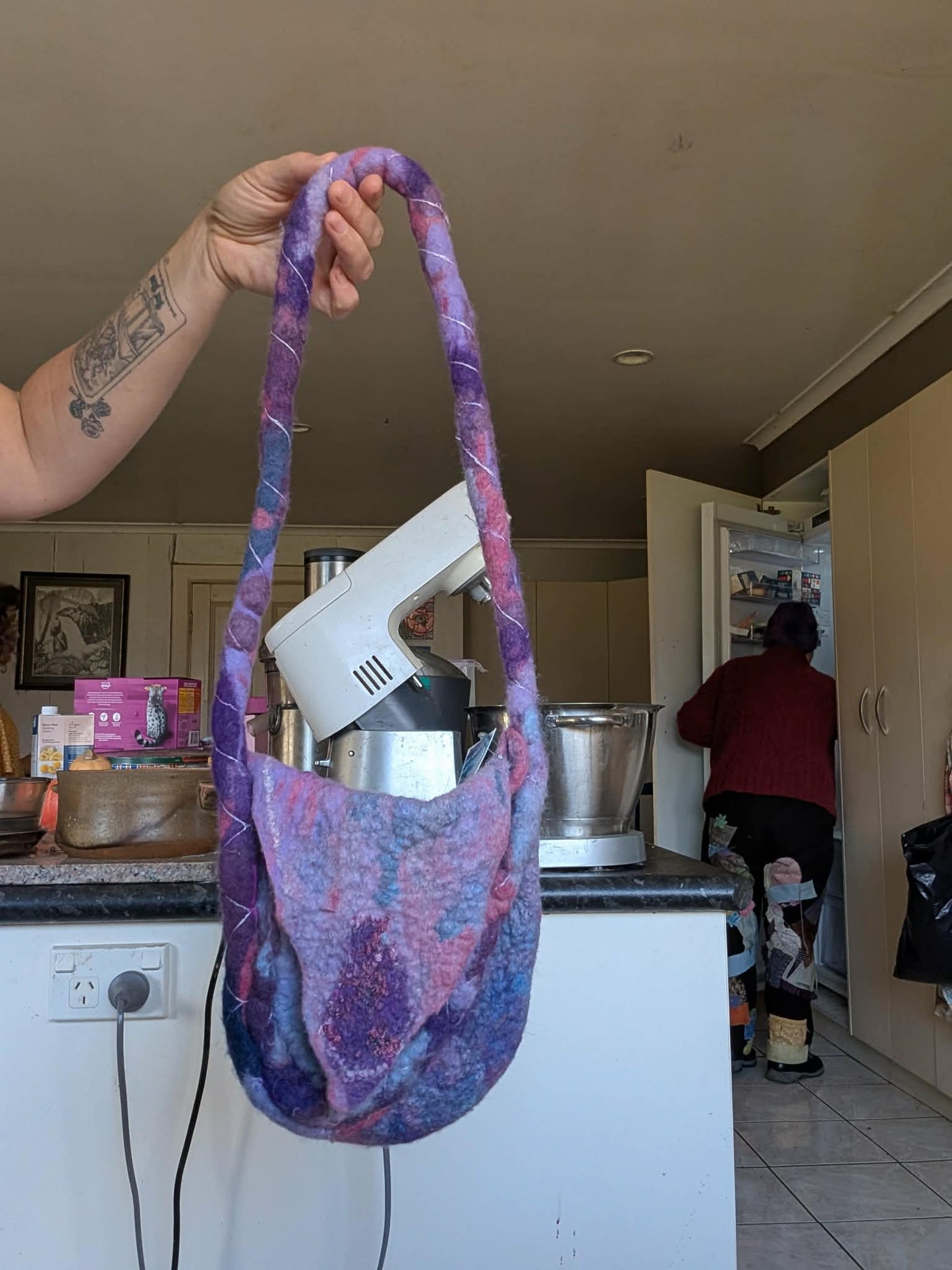 Purple Felt Shoulder Bag $40