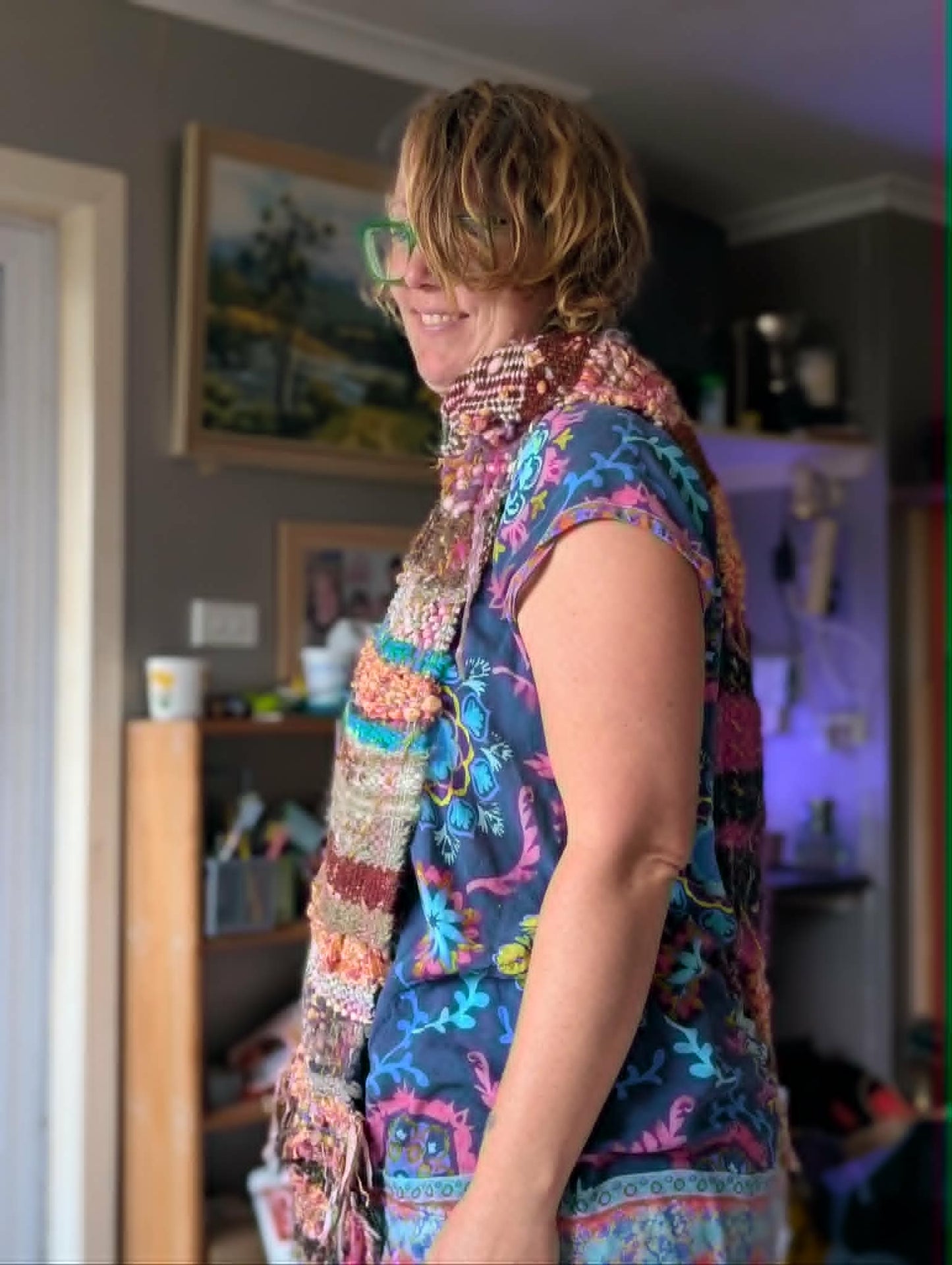 Hand Woven Mixed Fibre Scarf $50