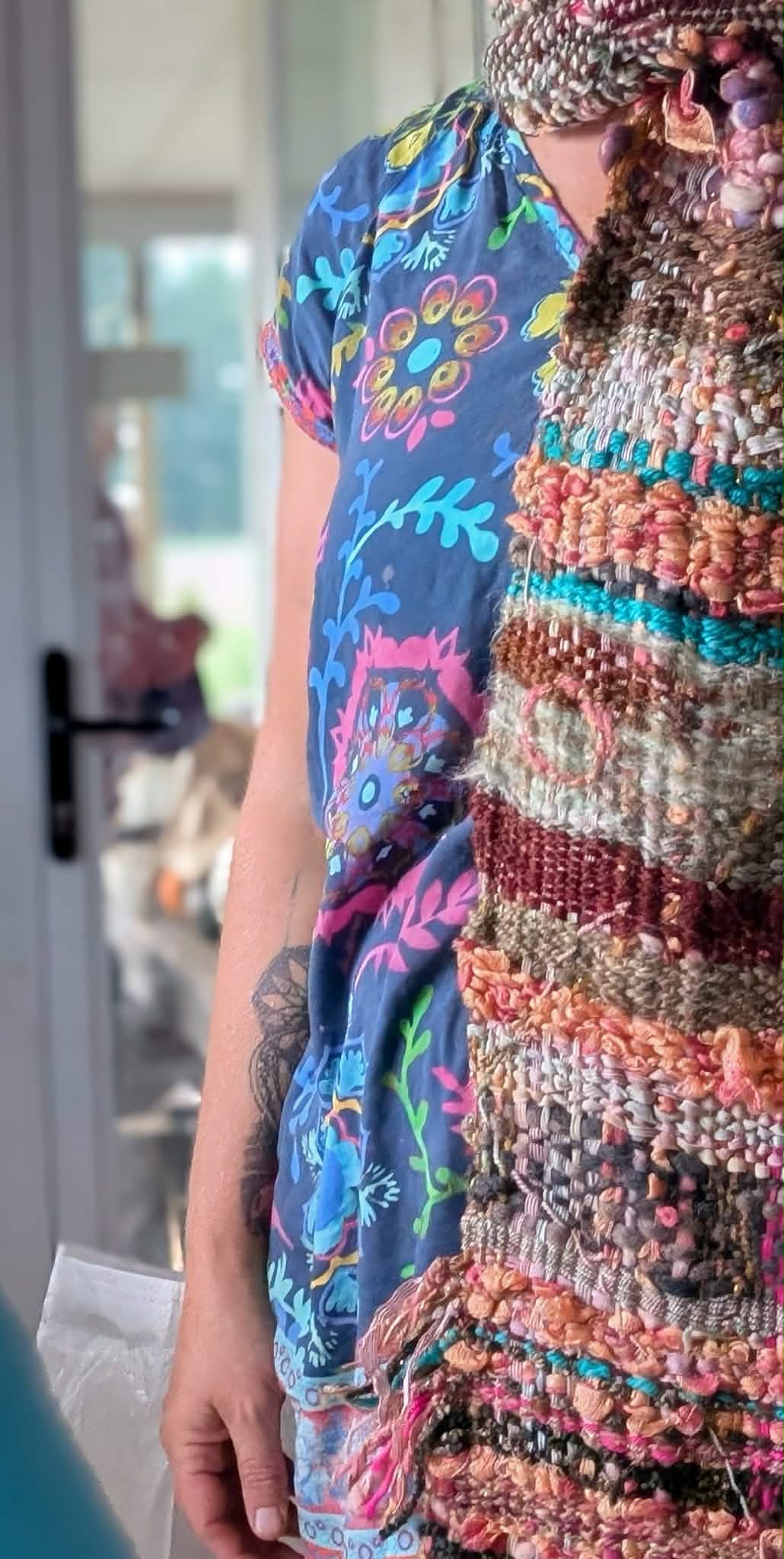 Hand Woven Mixed Fibre Scarf $50