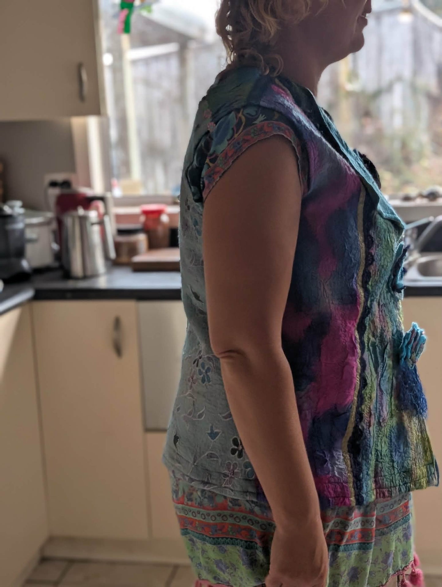 Merina Silk Ribbon & Lace Felted Vest - Wearable Art $300 adjustable size 12-16