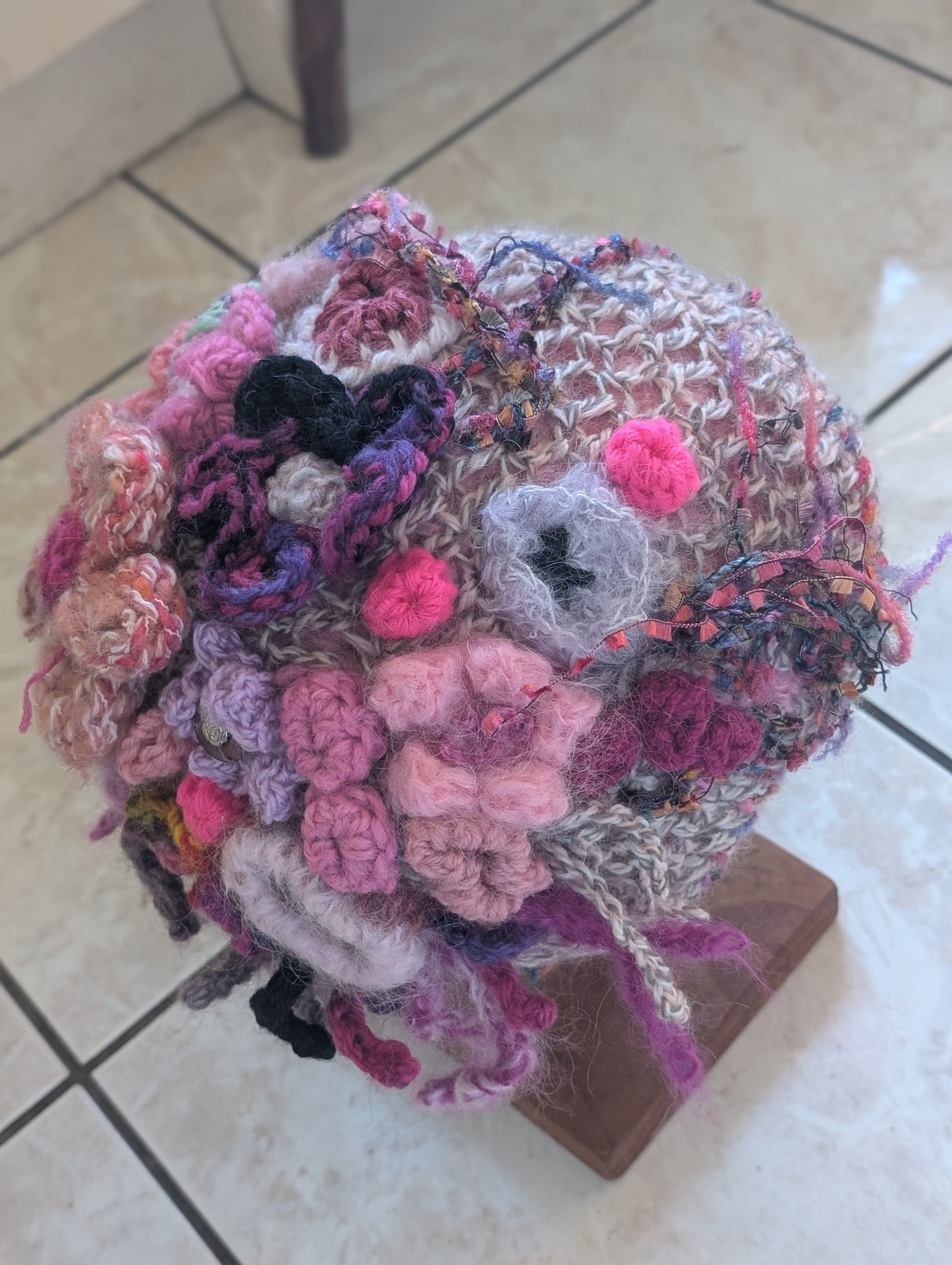 Handcrafted Mohair & Wool Crochet Hat $65