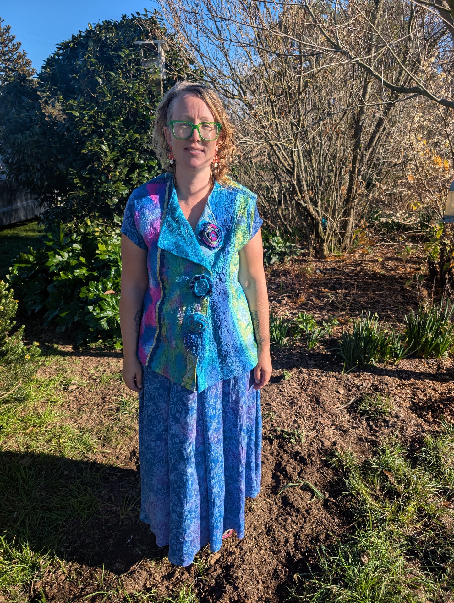 Merina Silk Ribbon & Lace Felted Vest - Wearable Art $300 adjustable size 12-16