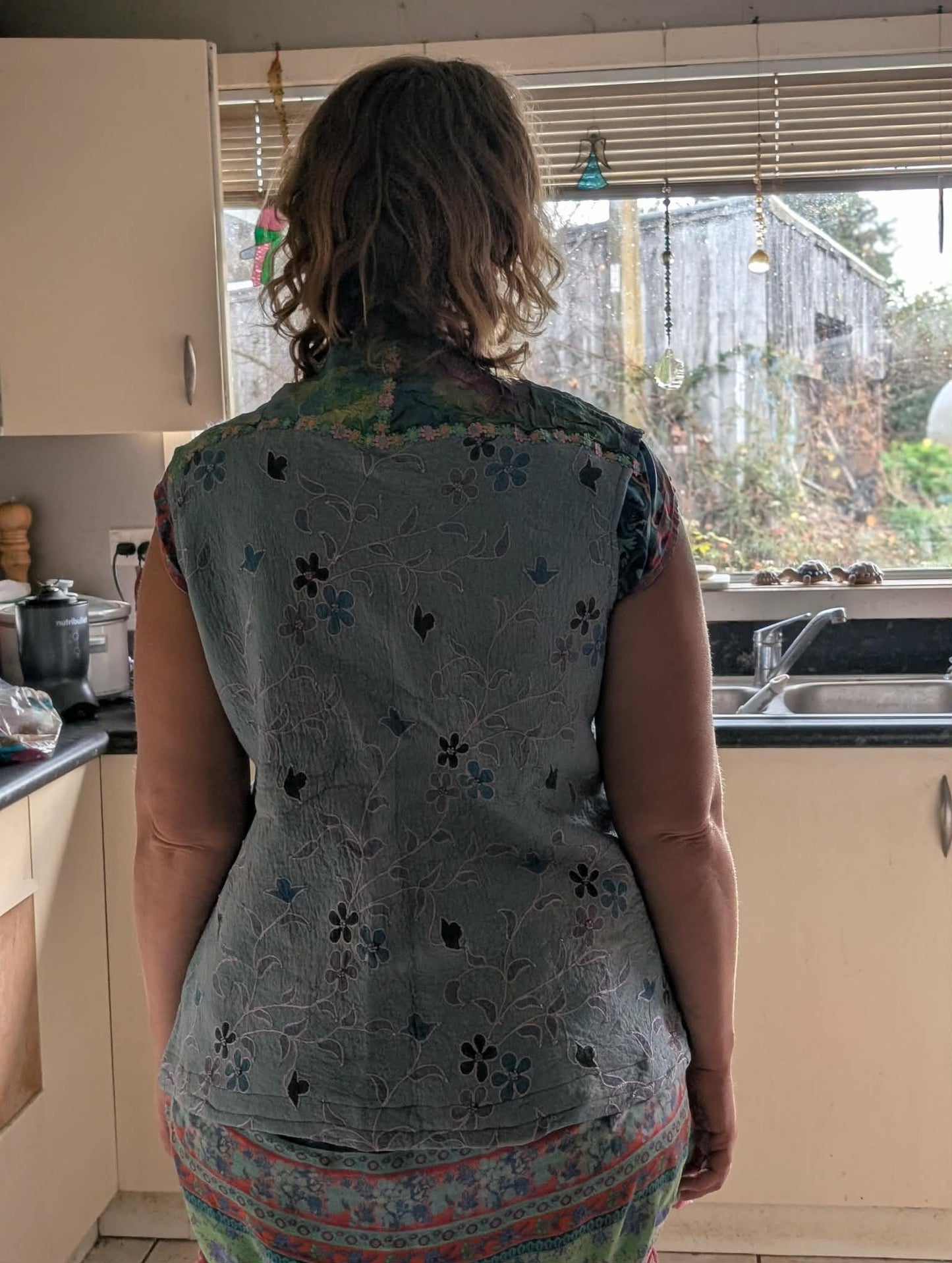 Merina Silk Ribbon & Lace Felted Vest - Wearable Art $300 adjustable size 12-16