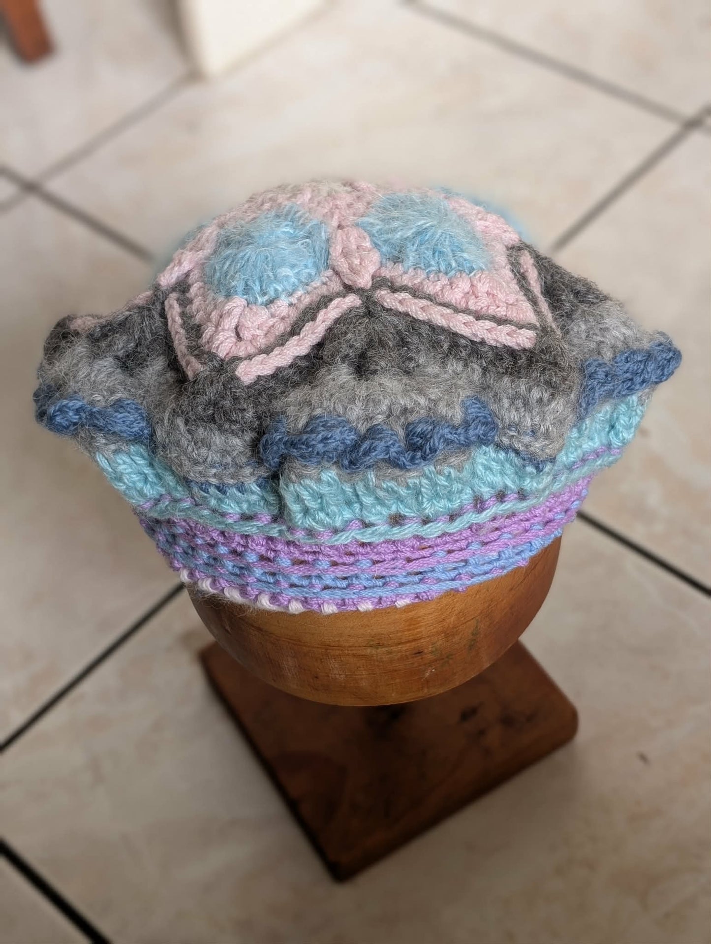 Crochet Mohair Wool Hat $65