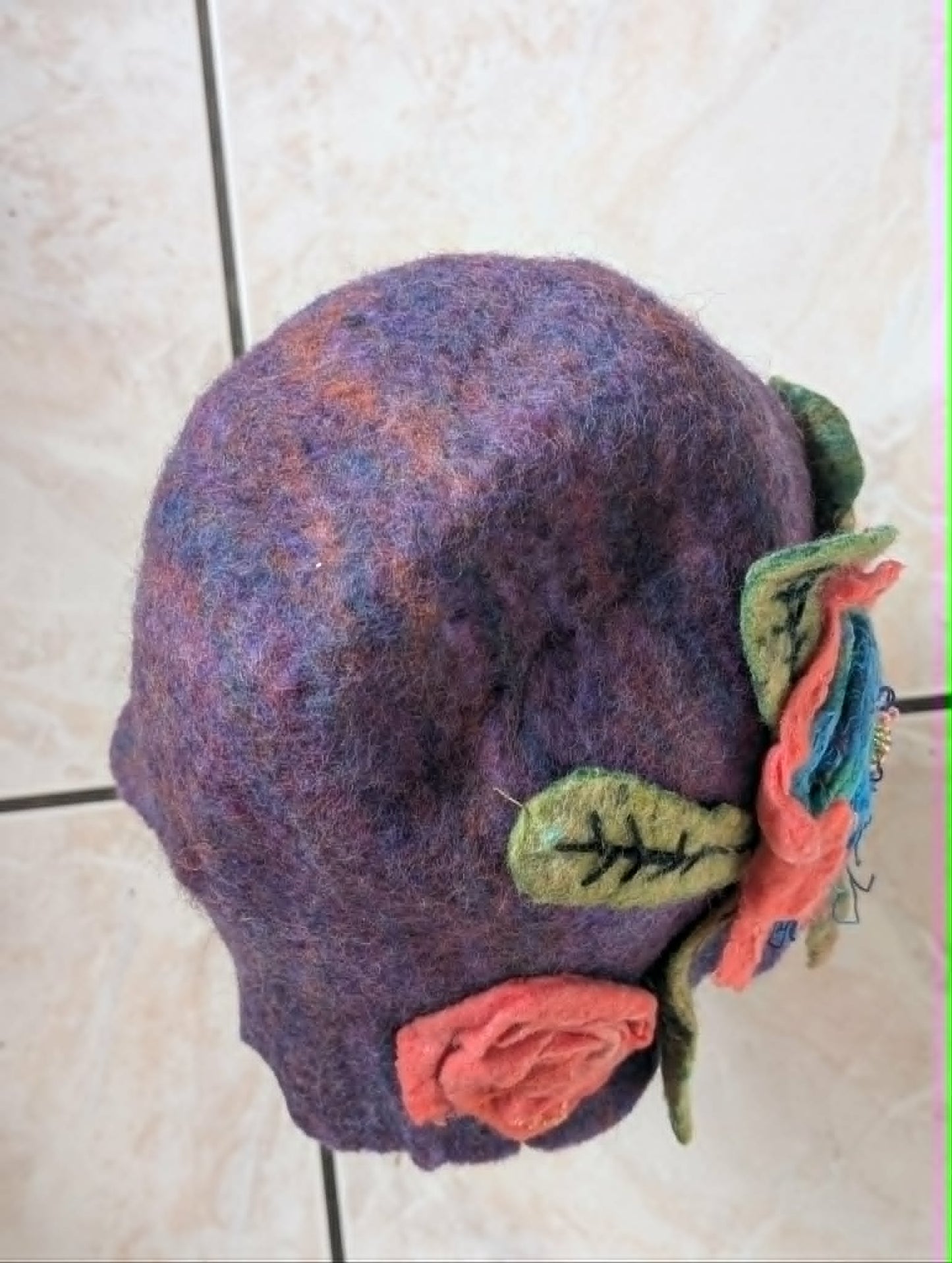 Hand Felted Merino Floral Hat $120