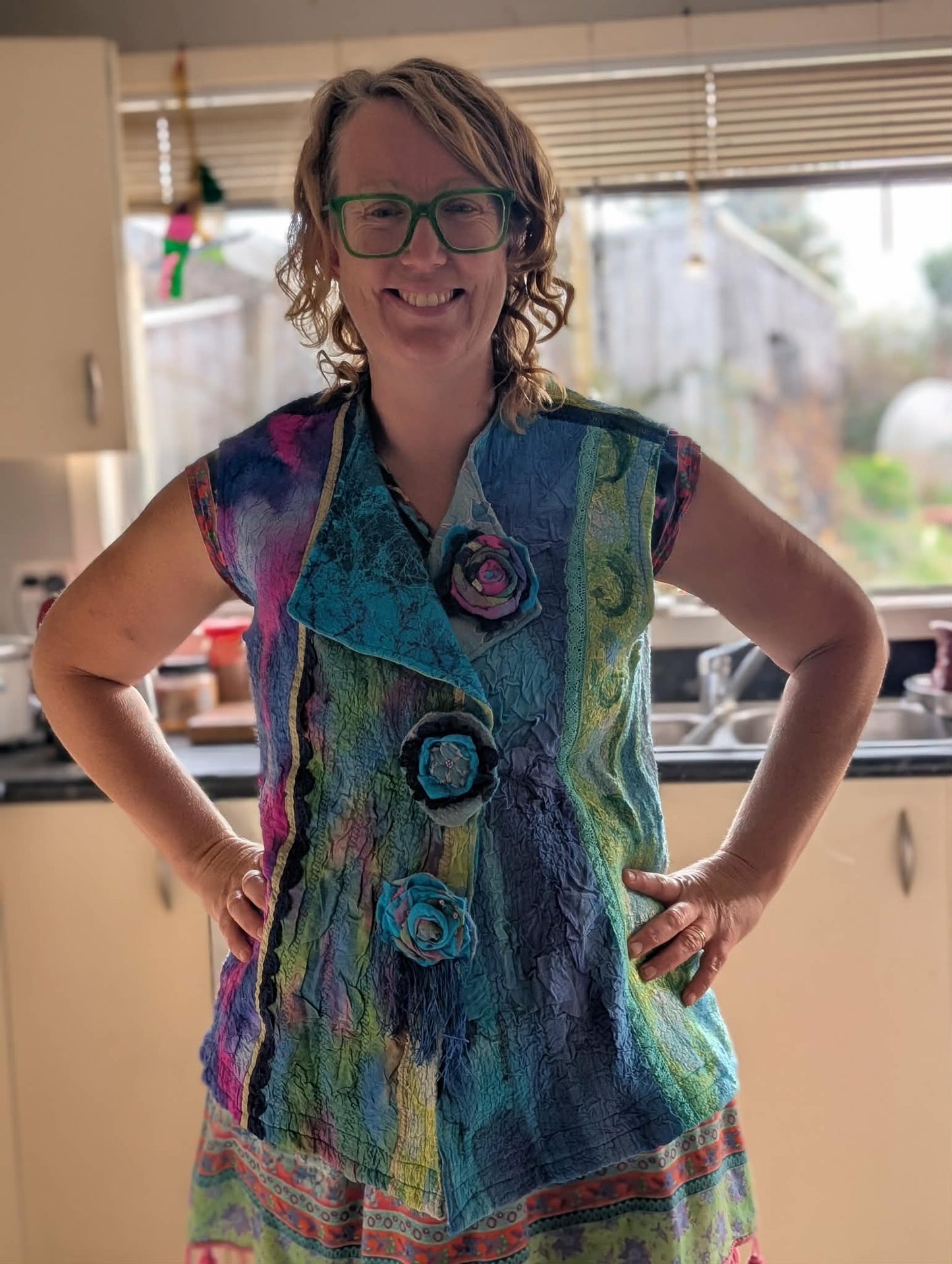 Merina Silk Ribbon & Lace Felted Vest - Wearable Art $300 adjustable size 12-16