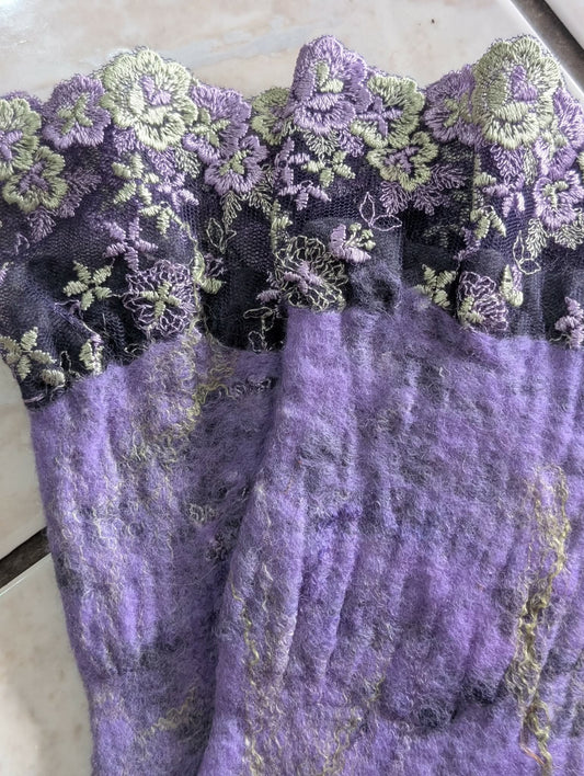 Merino Silk Lace Felted Gloves $50
